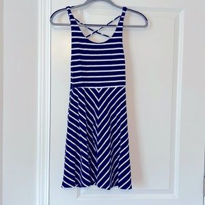 Charlotte Russe Navy Blue And White Striped Dress, Medium